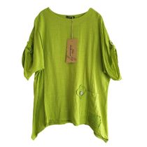 Lagenlook apfelgrünes Shirt Leinenmix große Größen Damen Mode