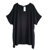 Lagenlook schwarze Shirts mit Kette Viskose Damen Mode