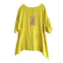 Lagenlook gelbe Shirts Leinenmix große Größen Damen Mode