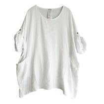 Lagenlook weiße Sommer Shirts Überwurf Baumwolle Damen Mode