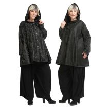 AKH Fashion glockige Regenjacken mit Kapuze Lagenlook große Größen