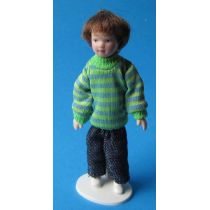 Frecher Junge  11cm gross  Puppe für Puppenhaus Miniatur 1:12