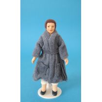 Mann im blauen Bademantel Puppe für Puppenhaus Miniatur 1:12