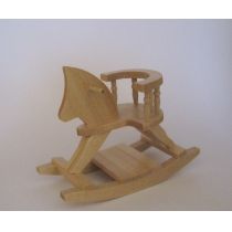 Schaukelpferd Holz Eiche hell Puppenhausmöbel Miniatur 1:12