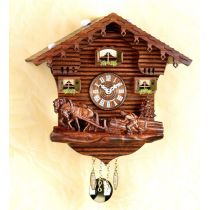 Original Schwarzwald-Pferde und Bauer- Kuckucksuhr mit Nachtabs - Cuckoo Clocks- Schwarzwald