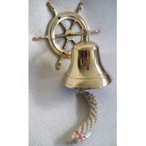 **Schiffsglocke aus Messing mit Halterung, Bändsel - Glocke 11 cm, Gewicht 650 g