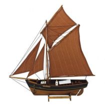 Schiffsmodell Segler Boot aus Holz mit Stoffsegeln 64 cm