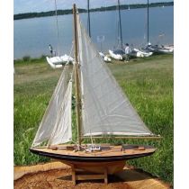 Yacht, Segelschiff, Schiffsmodel Segelyacht 113 cm aus Holz mit Stoffsegel