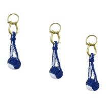 3X Schlüsselanhänger- Zierknoten, mit Schäkel/Ring- Baumwolle-Messing-blau/weiß