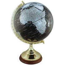 Edler Globus auf Holzstand H 47 cm- Messinggestell- Farbe schwarz