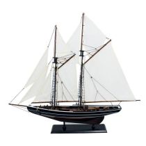 **Edle Yacht, Segelschiff, Schiffsmodel Segelboot Holz 75 cm- Stoffsegel, Holz