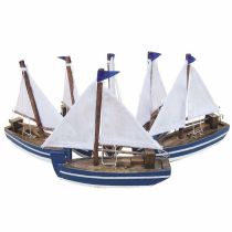 **6er Set Segelboote - Schiffsmodelle Holz je 10 cm