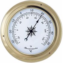 Leichtes Thermometer in Bullaugenform aus Messing- Durchmesser 14,5 cm