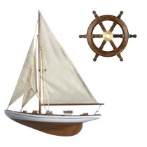 Rumpf Halbmodell und Steuerrad 30 cm- Schiffsmodell Segelyacht 53 cm