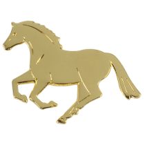Pin "Alles Gute" auf Karte (goldenes Pferd, galoppierend)