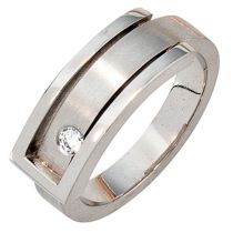 Damen Ring, 950 Platin matt 1 Diamant Brillant 0,10ct. Platinring