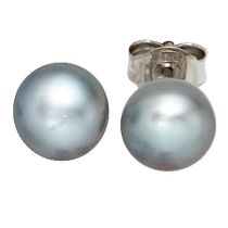 Ohrstecker 925 Sterling Silber 2 Süßwasserperlen Perlen grau Ohrringe