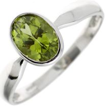 Damen Ring 925 Sterling Silber, rhodiniert 1 Peridot grün