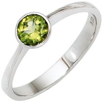 Damen Ring 925 Sterling Silber rhodiniert 1 Peridot grün