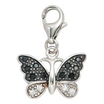Einhänger Schmetterling 925 Sterling Silber rhodiniert, Zirkonia