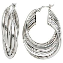 Creolen 925 Sterling Silber rhodiniert Ohrringe 10,1 mm breit