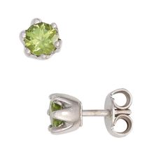 Ohrstecker 925 Sterling Silber rhodiniert 2 Peridote grün 4,8 mm