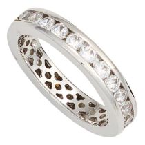 Damen Ring 925 Sterling Silber rhodiniert Zirkonia rundum