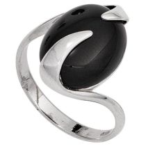 Damen Ring 925 Sterling Silber rhodiniert 1 Onyx schwarz