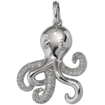 Anhänger Krake 925 Sterling Silber rhodiniert mit Zirkonia Octopus