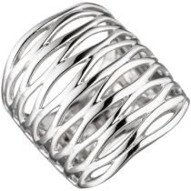 Damen Ring breit 925 Sterling Silber rhodiniert Breite ca. 24,6 mm