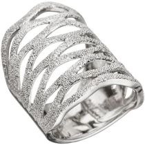 Damen Ring breit 925 Sterling Silber mit Struktur, 26 mm breit