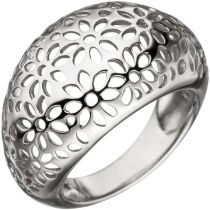 Damen Ring breit mit Blumen Muster aus 925 Sterling Silber