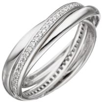 Damen Ring 585 Gold Weißgold 58 Diamanten Diamantring