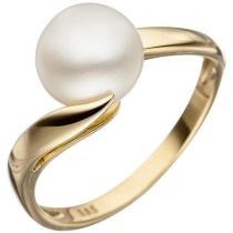 Damen Ring 585 Gelbgold 1 Perle Perlenring Goldring