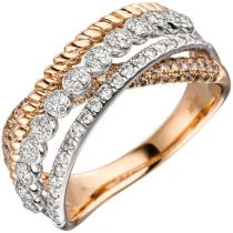 Damen Ring 585 Gold Rotgold, 181 Diamanten Rotgoldring