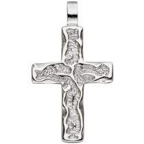 Anhänger Kreuz 925 Sterling Silber gehämmert Silberkreuz