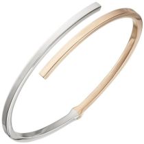 Armreif Armband oval 925 Sterling Silber bicolor Rotgold vergoldet