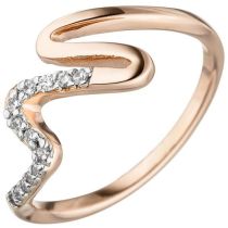 Damen Ring 925 Sterling Silber rotgold Zirkonia