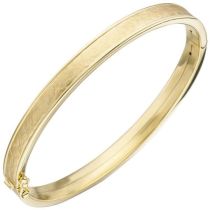 Armreif Armband oval 375 Gold Gelbgold teil matt Goldarmband