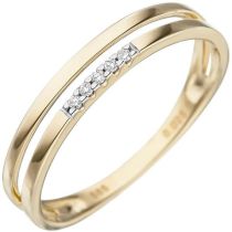 Damen Ring 585 Gold Gelbgold 5 Diamanten, Goldring