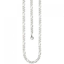 Figarokette 925 Silber diamantiert 50 cm Halskette Silberkette Karabiner