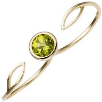 Damen Zweifinger Ring 585 Gold Gelbgold 1 Peridot grün Goldring