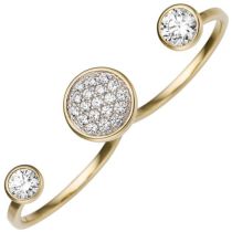 Damen Zweifinger Ring 333 Gelbgold 21 Zirkonia Goldring