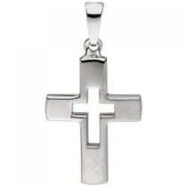 Anhänger Kreuz 925 Sterling Silber teil matt Kreuzanhänger Silberkreuz