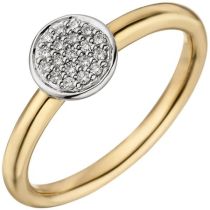 Damen Ring 585 Gelbgold Weißgold mit 9 Diamanten