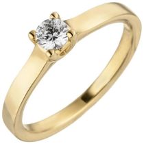 Damen Ring 585 Gelbgold mit 1 Diamant Brillant 0,25 ct. Diamantring Solitär