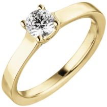 Damen Ring, 585 Gelbgold 1 Diamant Brillant 0,50 ct.Diamantring Solitär