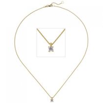 Collier Kette mit Anhänger 585 Gold Gelbgold 1 Diamant Brillant 0,15 ct. 45 cm