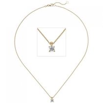 Collier Kette mit Anhänger 585 Gold Gelbgold 1 Diamant Brillant 0,50 ct. 45 cm