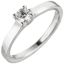 Damen Ring 585 Weißgold, 1 Diamant Brillant 0,25 ct. Diamantring Solitär
